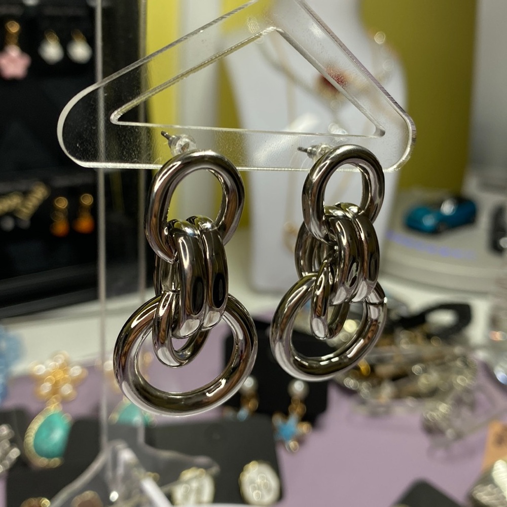 Silver chain earrings